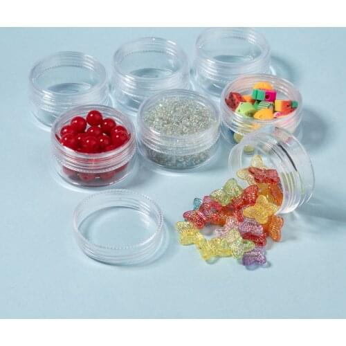 20Pcs 10ML Round Clear Empty Plastic Samples Container Pot Jars for Beads Buttons Crafts Gems Small Findings