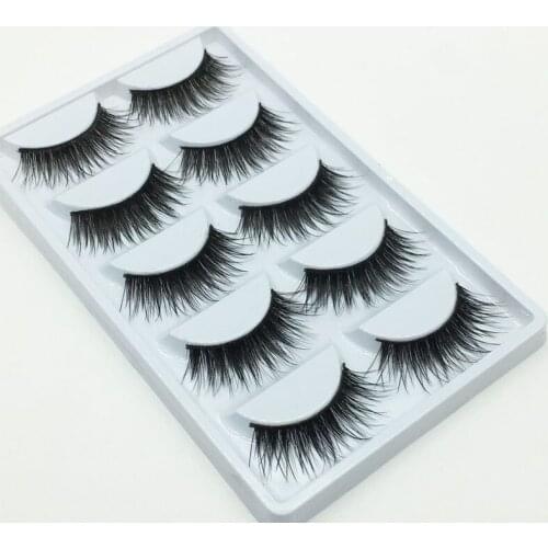 5 Pairs Soft Mink Hair Stage Dense False Eyelashes Handmade Wispy Fluffy Long Lashes Nature Eye Makeup Tools Faux Eye Lashes