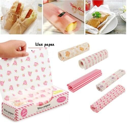 50pcs Disposable Food Wrapping Wax Paper Hambur Sandwich Bread Candy Wrap Paper