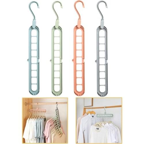 9-Hole Magic Multi-port Support Hangers For Clothes Drying Rack Organizer Space Saving Multifunction Plastic Clothes Rack