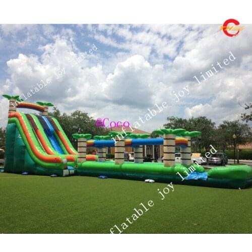 Free ship to sea port,dual lane inflatable water slide,23ft high double lanes adult inflatable slip n slide waterslide for sale