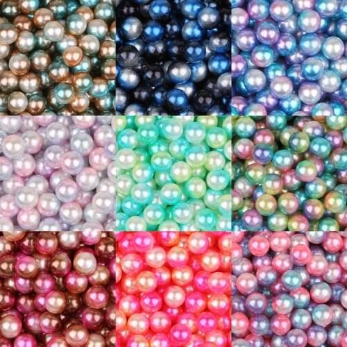 New 4/6/8/10mm Mixed Rainbow Color ABS Imitation Pearl Beads No Holes Round Loose Beads for DIY Creative Crafts Jewelry Making