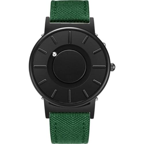 EUTOUR Black Magnetic Technology Mens Watch Minimalist Novelty Steel Ball No Table Mirror Show Fashion Watches Clock E014