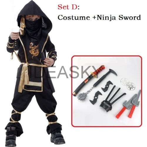 Halloween costume for kids christmas new year black boys ninja assassin warrior purim costumes for children cosplay boy Party