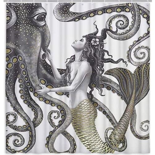 Artistic Boho Farmhouse Mystic Shower Curtains Abstract Ocean Fantasy Animals Decor Bathroom Fabric Waterproof Polyester Curtain