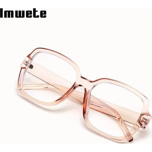 Imwete Large Square Black Frame Pure Color Women Glasses New Retro Fashion Anti-Blue Light Goggles Male UV400