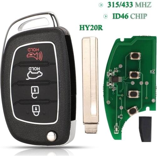 Bilchave For Hyundai Solaris Accent Tucson l10 l20 l30 Kia Rio Ceed FOB 4 Buttons 315MHz /433MHz ID46 Chip Smart Remote Car Key
