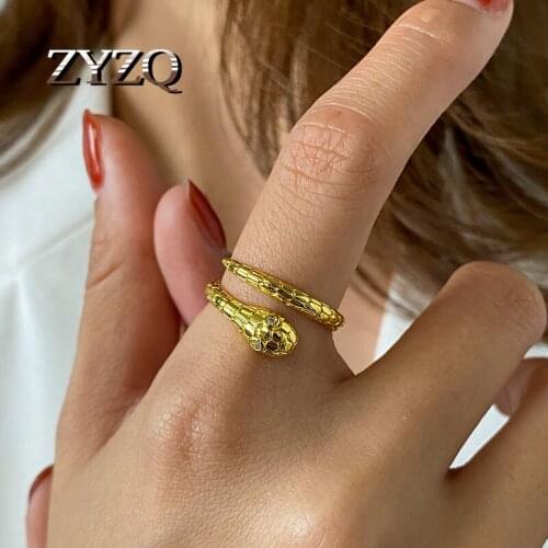 ZYZQ Punk Retro Snake Ring For Women Personality Simple Animal Opening Adjustable Ring Trend Daily Matching Jewelry