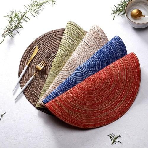 Nordic Style Western Place Mats Non-slip Anti-scald Mats Home Living Room Round Cotton Yarn Woven Table Mats