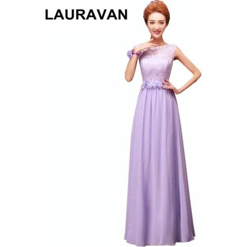 Nice modest formal elegant ladies bridesmaids lavender long chiffon bridemaids dress womens dresses for wedding
