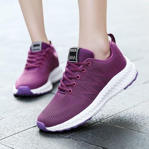 Women Sneakers Mesh Athletic Running Shoes Lace-up Breathable Jogging Shoes Lightweight Flat Casual Flexible Outdoor Trainers