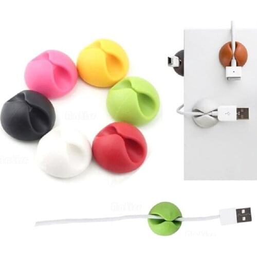 Round Cable Holder Protector Management Device Organizer Finishing Desktop Plug Silicone Wire Retention Clips Power Cord Winder