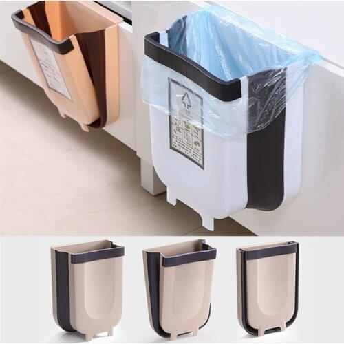 Kitchen Hanging Trash Can Wall Mounted Folding Waste Bin Bathroom Kitchen Cabinet Door Hanging Trash Bin Portable Car trash can