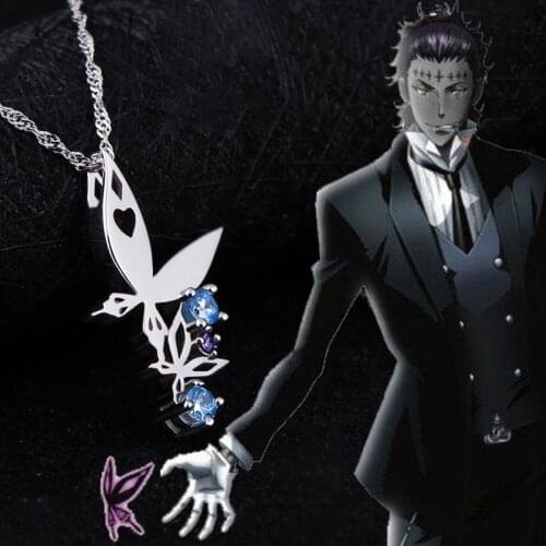 Anime D.Gray-man Tyki Mikk S925 Sterling Silver Butterfly Necklace Pendant Cosplay Jewelry Accessory For Women Men Girls Gifts