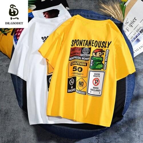 GSODET Summer T-Shirt Couple Cotton Oversize anime Cartoon Half-Sleeved Ins O-Neck Loose Casual Mens and Womens Tops