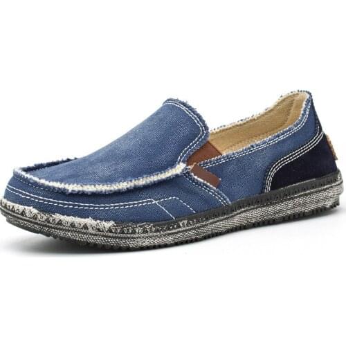Summer Mens Canvas Boat Shoes Outdoor Lightweight Convertible Slip on Loafers Fashion Casual Flats Non-Slip Canvas Shoes