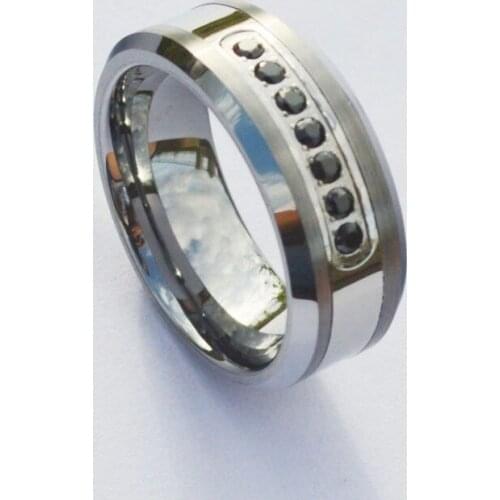 2019 Hot Selling Tungsten Steel Ring Engaged Crystal Ring Tungsten Gold Zircon Mens Ring Jewelry