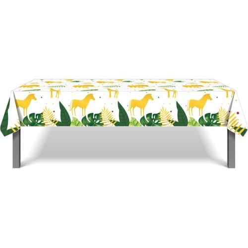 130*220cm Forest Wild One Jungle Animals Birthday Party Disposable PE Tablecovers Tablecloths for Baby Shower Party Decoration