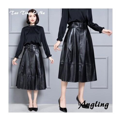 Top brand Fashion 2020 New Natural Genuine Real Sheep Real Leather Skirt K59 high quality