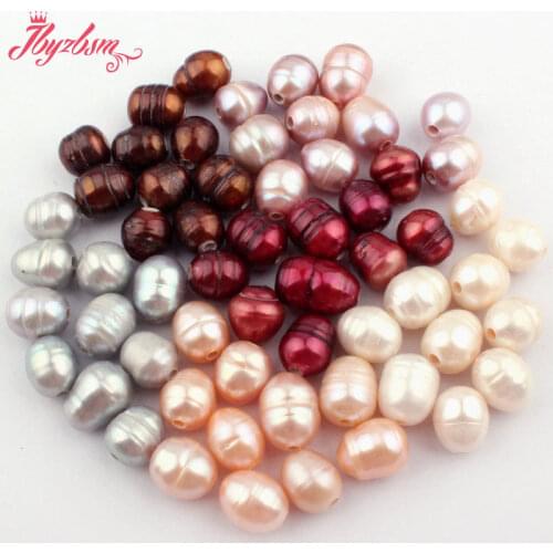 7x9-9x11mm Oval Freshwater Pearl Natural Stone Beads For Necklace Bracelat Earring Jewelry Making 10 Pc (2 Hole) Free Shipping