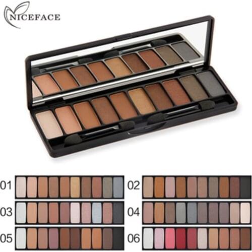 NICEFACE 10 Color/Pcs Natural Shimmer Matte Earth Color Eye Shadow Palette Waterproof Nude Smoky Makeup Cosmetics Set With Brush