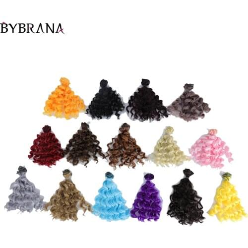 Bybrana BJD DIY Wigs 15cm*100cm Black Gold Brown Silver Color Short Curly Hair For 1/3 1/4 1/6 Dolls