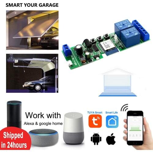 WiFi Switch Smart Garage Door Opener Controller Work With Alexa Echo Google Home SmartLife/Tuya APP Control 433MHz Transmitter
