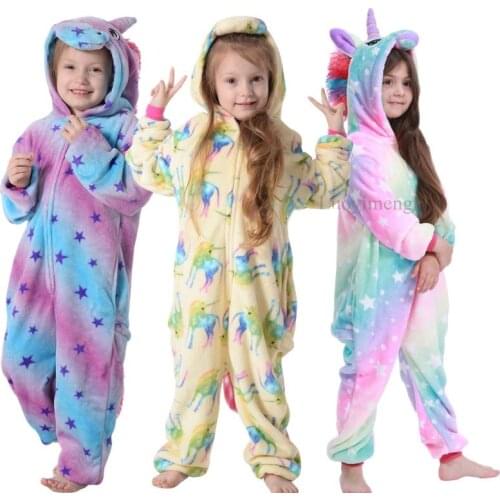Kigurumi Unicorn Pajamas For Children Winter Girls Boys Unicornio Sleepwear Anime Panda Onesie Kids Costume Baby Licorne Pyjamas