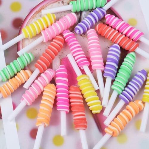 20pcs Polymer Clay Roll Lollipop DIY Craft Supplies Ornament Material Kids Food Toys Key Chain Pendant Phone Shell Patch Arts