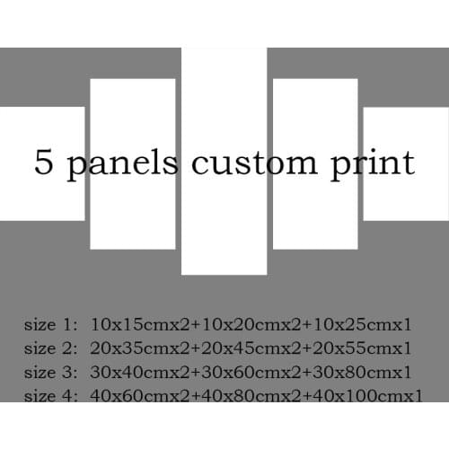 Custom Print 5 Panels Canvas Art Posters And Prints Family Photo Anime Movie Pet Landscape Anniversary Group Painting