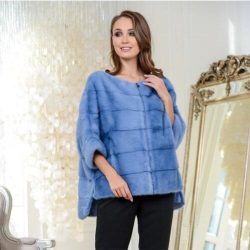 FURSARCAR Casual Style Real Mink Fur Shawl Natural Mink Fur Coat Women Thick Warm Winter Coat Top Fashion Elegant Female Clothes