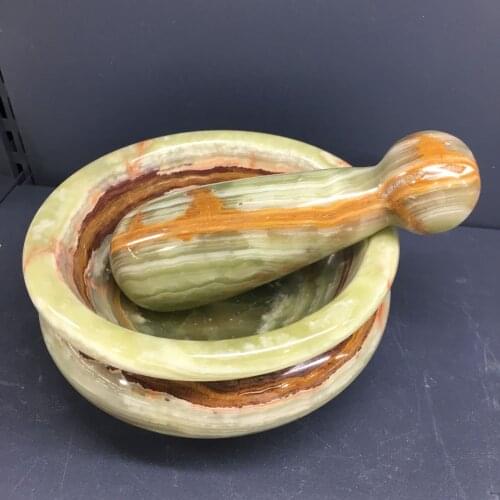 Natural Afghanistan jade Garlic Press Crusher Masher Mortar Pestle Set Manual Herbs Mill Chopper Grain Spice Pepper Ginder