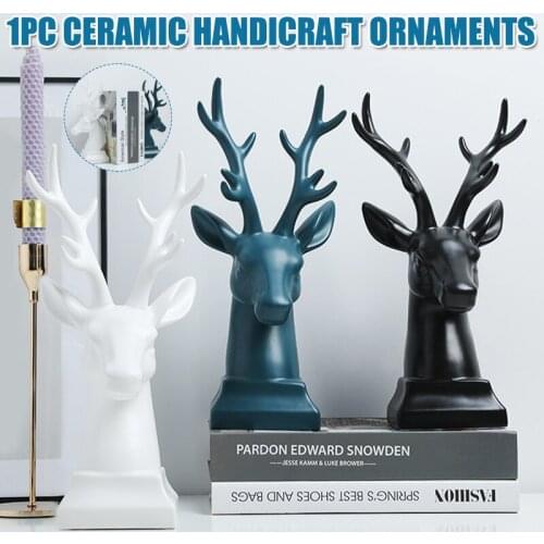 Sculptures Deer Figurine Home Decoration Nordic Style Home Furnishings Ceramic Crafts Decorations VJ-Drop