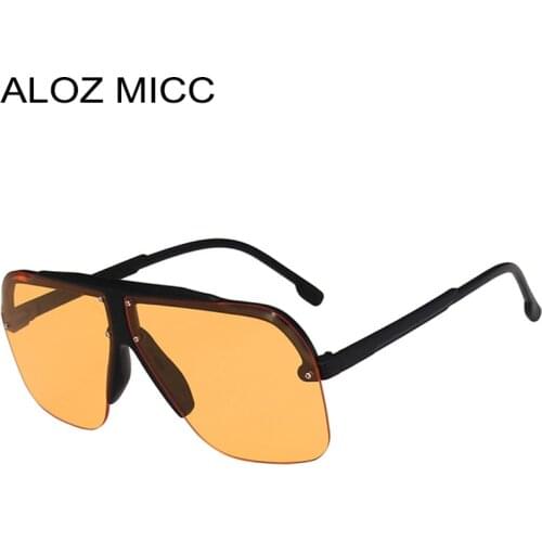 ALOZ MICC Rimless One Piece Goggles Sunglasses Men Vintage Plastic Frame Clear Yellow Sun Glasses Women Retro Shades Uv400 Q863