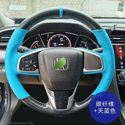 Light Blue Leather Steering Wheel Cover For Honda Civic URV Envix Fit CRV Gienia Odyssey Accord Spirior Elysion Car Interior