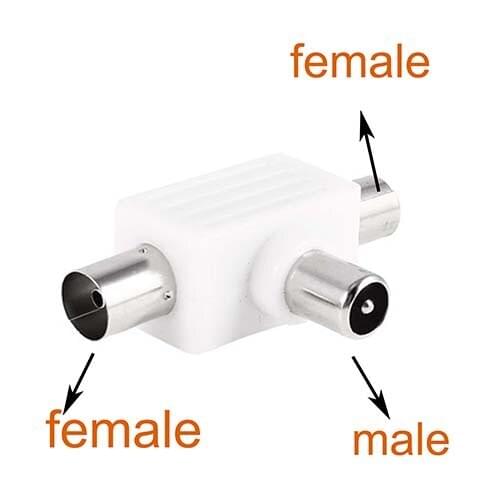 TV PAL Male to Dual Female T-Shape 3 Ways Antenna RF Coaxial Adapter new