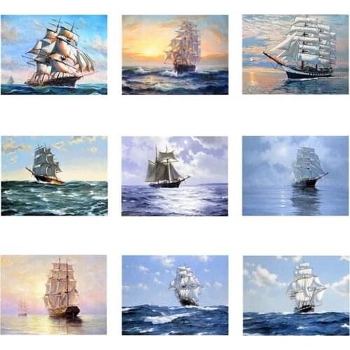 Uone New Diamond Painting DIY Cross Stitch Ocean Sailing Boat Embroidery Rhinestone Kids Adult Home Office Decor Mystery Gift