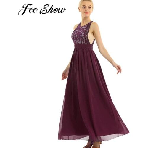 Gorgeous Women Dress Sleeveless Floral Lace Chiffon Maxi Long Dress Vestidos Elegant Wedding Party Dress Prom Gown