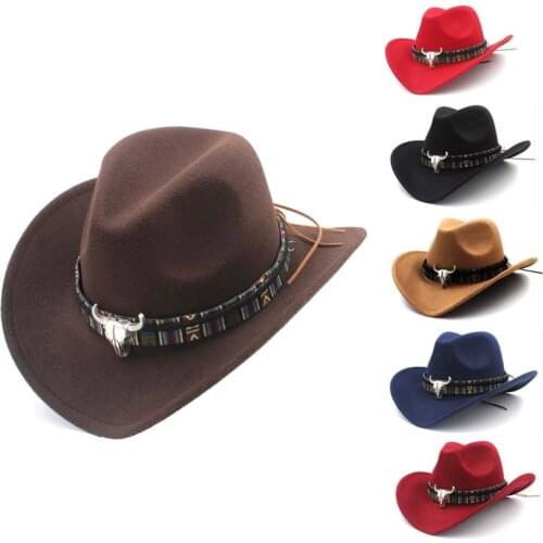 Ethnic Style Western Cowboy Hat Women\s Wool Hat Jazz Hat Western Cowboy Hat