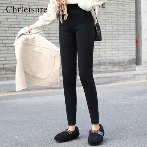 Winter Thick Pants Female Velvet High Waist Leisure Pantalon Femme Slim Pencil Black Pants Warm 2020 New