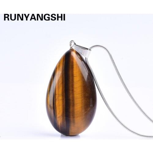 1pc Pendant & Necklace Natural crystal quartz Tigers Eye Stone Drop Shape Bead Dangle Pendants Reiki Chakra Chain Jewelry