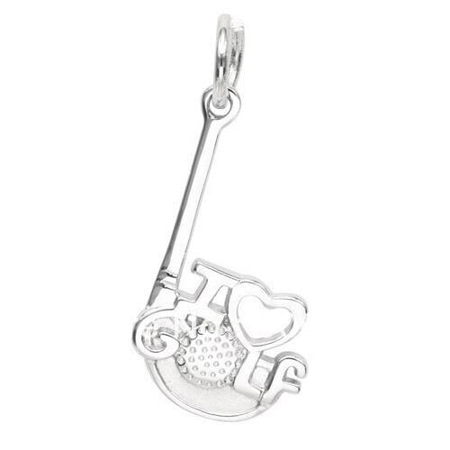 10pcs a lot silver plated I love golf on golf club with golf charms