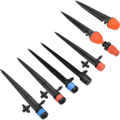 100pcs Micro Bubbler Drip Irrigation Adjustable Emitters Stake Mixed Water Dripper Farmland Use 4/7mm Hose