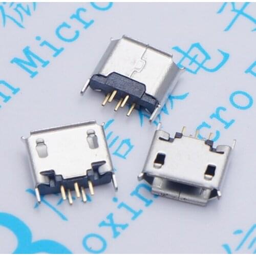 100pcs Vertical MICRO 5P Socket 180 Mike 5P female-line micro 5p USB plug socket