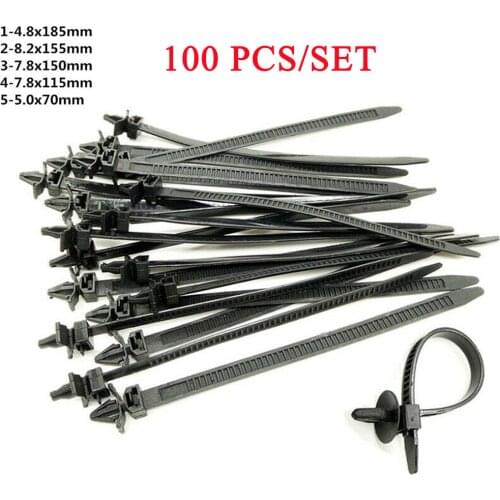 100x Mixed Nylon Cable Tie Car Bundled Wire Harness Line Band Zip Fastener Clips