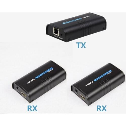1x2 HDMI Splitter 1 Transmitter to 2 Receivers 1080P HDMI Extender Over Network Cat5 Cat5e Cat6 RJ45 Extender HDMI Splitter 1x2