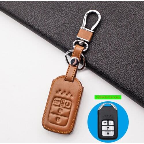 2020 Fashion Leather Car Key Case Fob Hood For Honda Civic Crv Crad V Accord Pilot 2015 -2018 4 Buttons Protector Cover