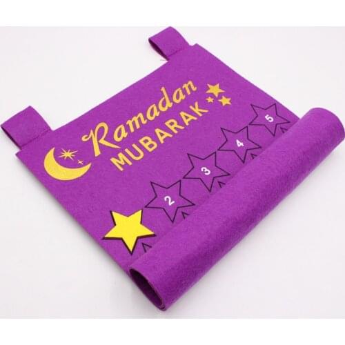 2020 Newest Eid Mubarak 30days Advent Calendar Hanging Felt Countdown Calendar for Kids Gifts Ramadan Party Decorations Supplies