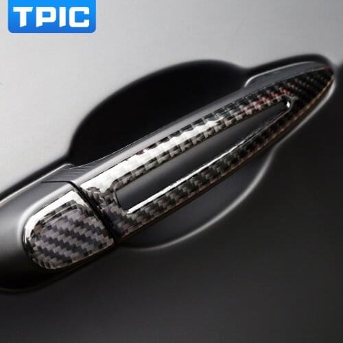 TPIC Car Exterior Accessories Carbon Fiber Door Handle Stickers For BMW E90 E92 E93 1/2/3/4 Series 3GT X1/X3/X4/X5/X6 M2/M3/M4