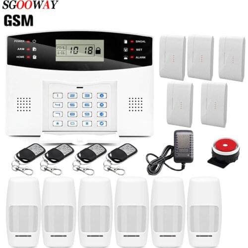 Free Shipping Sgooway Wireless Home Security GSM Alarm System Remote Control Auto dial smoke PIR door sensor Siren Sensor Kit